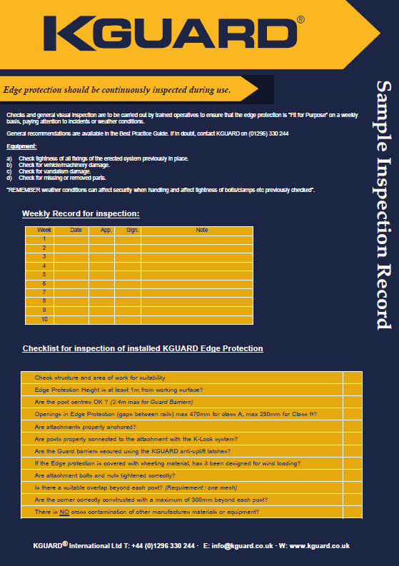 Inspection Sheet